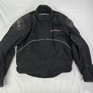 First Gear Biker Motorcycle Jacket Mens M High Performance Leather TEX Sport